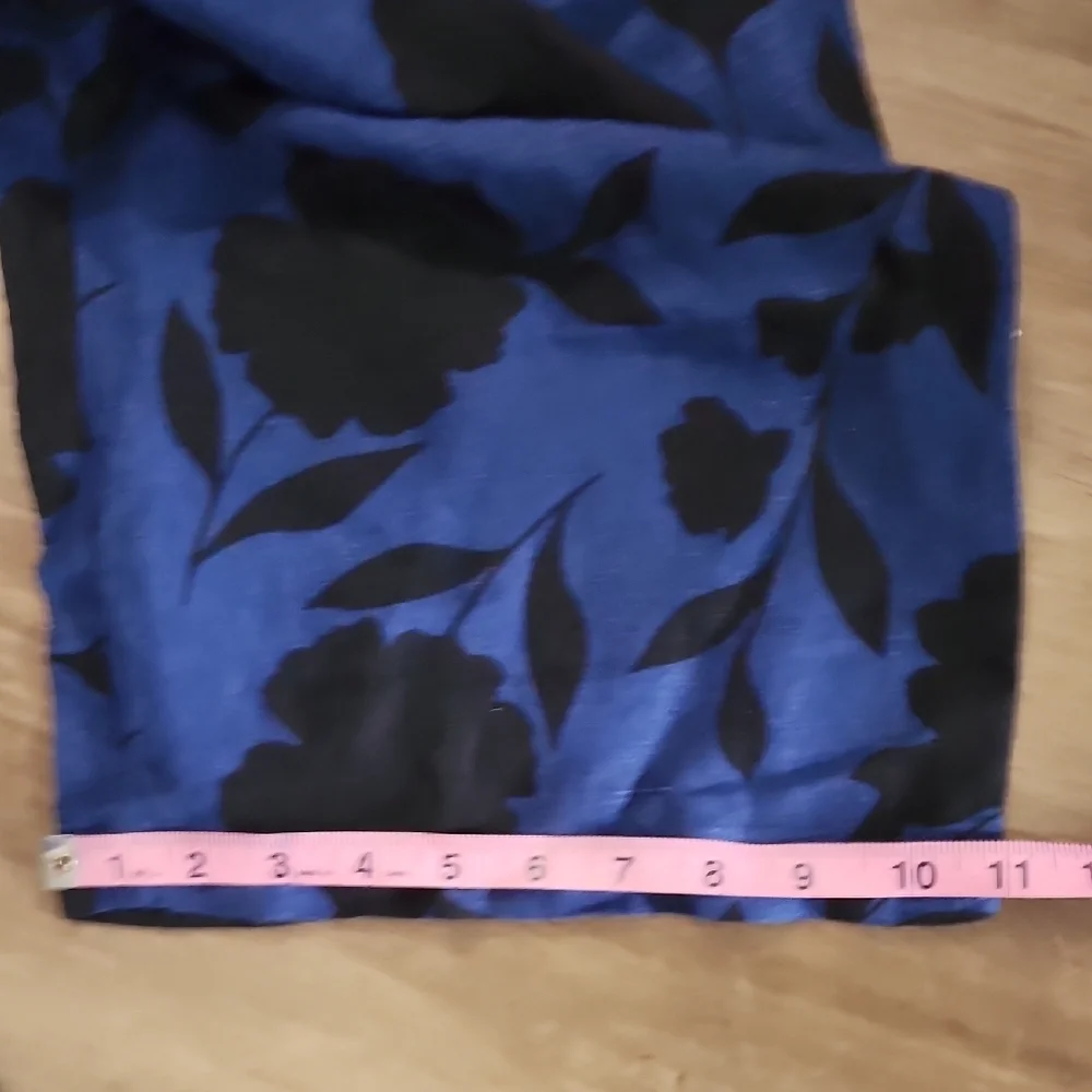 Kate Spade x Target Blue Black Floral Linen Blend One Shoulder Jumpsuit Palazzo